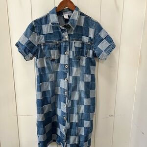 Denim Checkered Button down dress